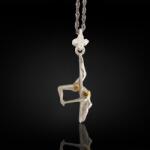  Pole Dance (Танци на пилон) - Дамски спортен медальон от сребро 925 с частично позлатено покритие - Ръчно изработено спортно бижу - Идеален подарък за жена, фенка на гимнастиката - SSJ - ssj - 102,64 