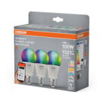OSRAM 3 Becuri LED RGB inteligente SMART+ Matter over WiFi Classic Multicolour A , E27, 14W (100W), 1521 lm, lumina alba si color (2700-6500K) (000004099854529825)
