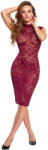 Cottelli Collection - дантелена прозрачна рокля (бордо) - M