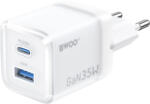 BWOO GaN fali töltő CDA222 PD 35W 1 x USB 1 x USB-C, fehér