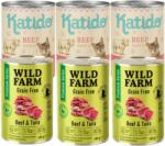 Katido Hrană umedă pentru pisici cu carne de vită 3x400g + WILD FARM Premium Grain Free Beef and Tuna 3x400g