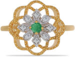  Arannyal Bevont Ezüst Gyűrű Brazil Smaragddal és Fehér Cirkónnal, Y62942/59