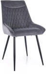 SIGNAL MEBLE Agat Velvet Steppelt Bársony Étkezőszék Szürke Fekete Fémlábakkal