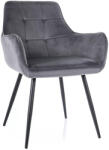 SIGNAL MEBLE Lemon Velvet Bársony Étkezőszék Szürke Fém Vázzal