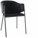SIGNAL MEBLE Bono Velvet Fekete Bársony Étkezőszék Matt Fém Vázzal