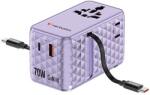 Verbatim 30188, Универсален адаптер за пътуване Charge , n, Travel 1x USB-C, 1X USB-A + 2x интегриран кабел USB-C, лилав 70 W (30188)
