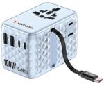 Verbatim 30192, Универсален адаптер за пътуване Charge , n, Travel 2x USB-C, 2X USB-A + 1x интегриран кабел USB-C, син 100 W (30192)