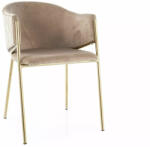 SIGNAL MEBLE Bono Velvet Bézs Bársony Étkezőszék Arany Fém Vázzal