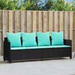 vidaXL fekete polyrattan napozóágy párnával (368352)