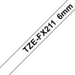 Brother TZE-FX211, Banda Etichete Laminata Flexi Id, Negru Pe Alb, 6mm (TZEFX211_OEM)