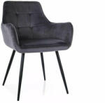 SIGNAL MEBLE Lemon Velvet Bársony Étkezőszék Fekete Fém Vázzal