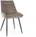 SIGNAL MEBLE Agat Velvet Rombusz Étkezőszék Bársony Sötétbézs Fém Vázzal