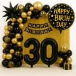  Lufi Dekoráció Fekete-arany Harmincas Születésnap Függöny Girland (DEKORACJA BALONOWA CZARNO ZŁOTA NA TRZYDZIEST)