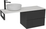 Cerano - Elanys öntött márvány mosdópult - 120x46, 5x1, 2 cm - Velora szekrény 59 cm - matt fekete, fekete fogantyú - fekete konzol