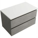 Cerano - Carole fürdőszobaszekrény Elanys öntött márvány mosdólappal - 12 mm - betonszürke - 80x49, 8x46, 5 cm