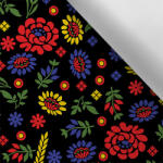 Takoy Vízálló poliészter TD/NS Šariš népviselet minta - színes fekete alapon