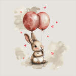 Takoy Panel vízálló poliészterből 50x50 nyuszi rózsaszín lufikkal