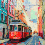 Takoy Panel vízálló poliészterből 49x49 villamos a városban