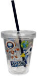  Pohár Műanyag Csavaros Tetővel és Szívószállal Áttetsző 440ml - Space