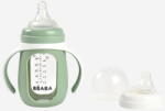 BÉABA Biberon de invatare 2 in 1 din Sticla Beaba +4 Luni Sage Green