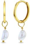 Bebe Gold Cercei din Aur 14K pentru Adolescenti / Adulti, tip Creola cu Perla de Cultura de 7mm, inchidere Tortita