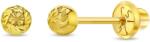Bebe Gold Cercei din Aur 14K pentru Copii, model Biluta Fatetata Diamond-Cut 4 mm, inchidere cu Filet si Protectie
