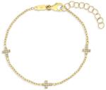 Bebe Gold Bratara din Aur 14K pentru Bebelusi si Copii, cu cruciulite delicate si pietre zirconia, ajustabila 13-15 cm