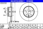 ATE Disc Frana 24.0310-0250.1 Opel Astra G/Astra H/Astra H Gtc/Corsa C/Meriva A