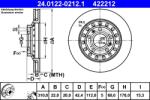 ATE Disc Frana 24.0122-0212.1 Audi A8 D3 Vw Phaeton