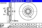 ATE Disc Frana 24.0130-0115.1 Audi A3 Seat Leon Skoda Superb Ii Vw Eos/Golf/Golf Iv