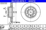 ATE Disc Frana 24.0122-0210.1 Audi A3 Seat Altea/Leon/Toledo Iii Skoda Octavia Ii