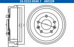 ATE Tambur Frana 24.0222-8040.1 Dacia Duster Nissan Townstar/Townstar Evalia