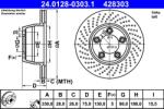 ATE Disc Frana 24.0128-0303.1 Porsche 911
