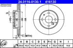 ATE Disc Frana 24.0116-0130.1 Daihatsu Cuore Vi/Cuore Vii/Move/Sirion/Trevis/Yrv