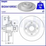DELPHI Disc Frana Bg9410Rsc Citroën C3 Aircross Ii/C3 Iii/C4 Cactus Opel Crossland X (BG9410RSC)