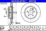 ATE Disc Frana 24.0123-0116.1 Opel Zafira Tourer C Vauxhall Zafira Mk Iii