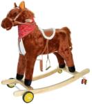  Calut balansoar din lemn si plus, caramiziu/maro, cu rotile, 74 cm RB29597 Balansoar calut