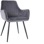 SIGNAL MEBLE Apple Velvet Bársony Étkezőszék Szürke Fekete Fém Vázzal (SIG-APPLEVCSZ) - pepita