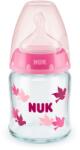 Nuk Стъклено шише със силиконов биберон NUK - First Choice, TC, 120 ml, 0-6 месеца, Розово (10747114-Розов)