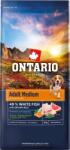 ONTARIO Adult Medium Fish & Brown Rice 12 kg + Rabbit Snack 500g GRÁTISZ