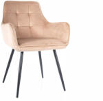 SIGNAL MEBLE Lemon Velvet Bézs Bársony Étkezőszék Fekete Fém Lábakkal (SIG-LEMONVCBE) - pepita