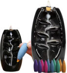 Verk Group Kerámia vízesés füstölőtartó + 10 füstölő - aromaterápiás illat kandalló, fekete, 20cm x 9cm (00391)