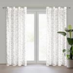 Takoy Draperie gata făcută TERRY din etamină decorată cu imprimeu de frunze umbrite 140 x 250 cm