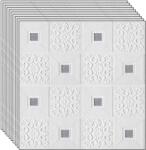 NEXTLY 10 db-os 3D NEXTLY öntapadós tapéta szett, falra vagy mennyezetre, vízálló, állítható, erős ragasztóval, könnyen felhelyezhető, 4, 9 m2 fedett terület, 70x70 cm, modern design, ezüstfehér, kód 7373-30