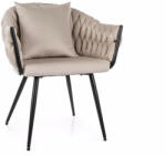 SIGNAL MEBLE Nuvo Velvet Bársony Étkezőszék Világos Bézs Steppelt Háttámlával (SIG-NUVOVCJBE) - pepita