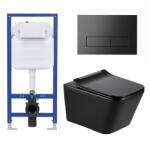 Welland Cono-Max Rimless fali WC + tartály fekete nyomólappal - miniwebshop - 99 800 Ft
