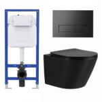 Welland Belluno Tornado fali WC + tartály fekete nyomólappal - miniwebshop - 98 600 Ft