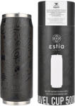 Estia Home Art Travel Cup Save the Aegean Sticlă Termos Reciclabilă Oțel Inoxidabil / Plastic Fără BPA 500ml Noir Echo cu Pai 01-22631 (01-22631)
