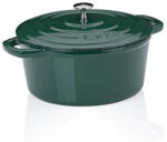 Kela Oală din fontă cu capac Calido rotundă verde smarald 26x12 cm 4, 6l KL-12901