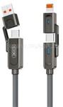 XO NB275 töltőkábel 4in1 (Type-C/USB - Type-C/lightning, 60W, PD gyorstöltő, 100cm) FEKETE (XO_XO-NB275) (XO_XO-NB275)